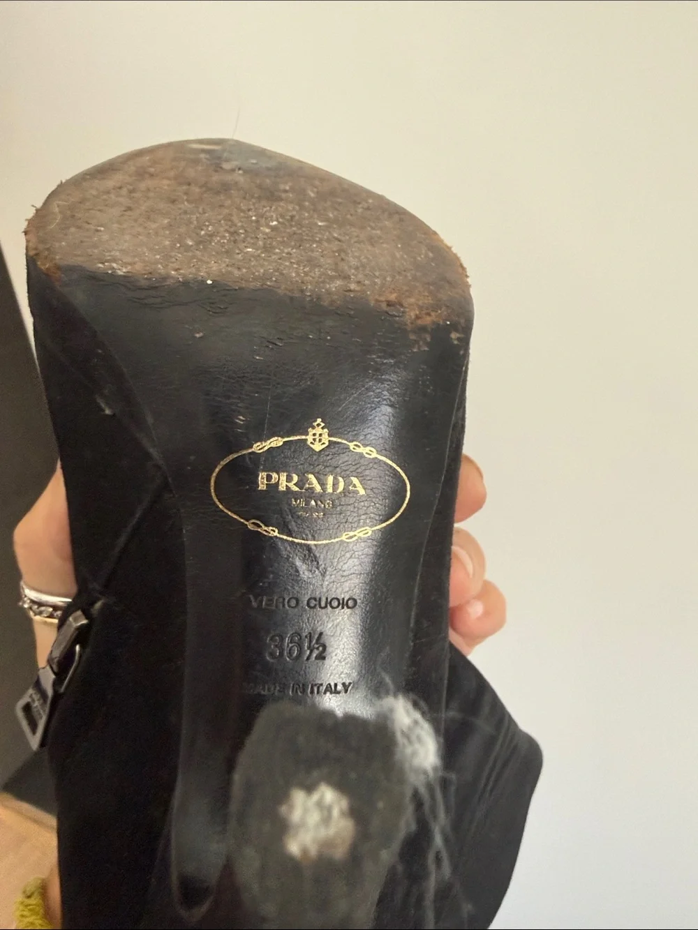 Prada Black Suede Pointed-Toe Ankle Booties
